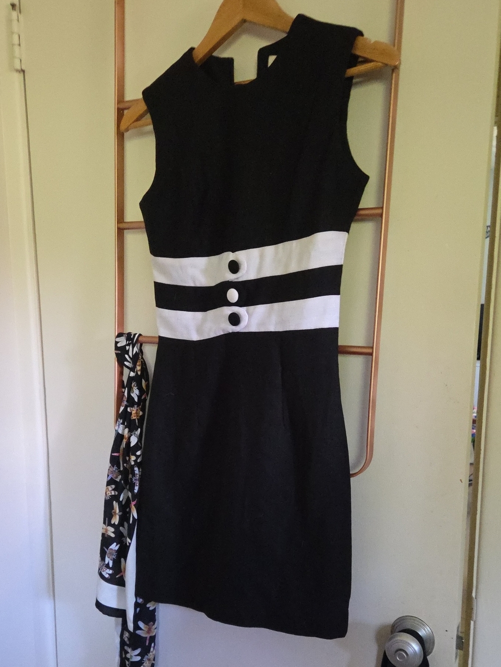 Marmalade Shop Classic Black and White Sheath Dress with Waist Detail